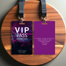 Aangepaste VIP All Access Event Concert Paarse