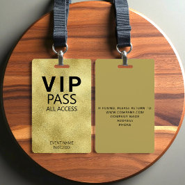 Aangepaste VIP All Access Event Gold Foil badge