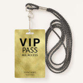 Aangepaste VIP All Access Event Gold Foil badge (Voorkant met draagriem)