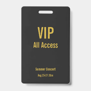 Aangepaste VIP All Access Festivalpas Concert Badg Badge