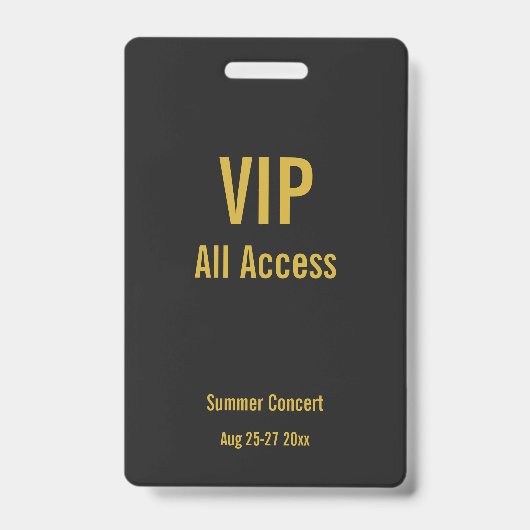 Aangepaste VIP All Access Festivalpas Concert Badg Badge (Voorzijde)