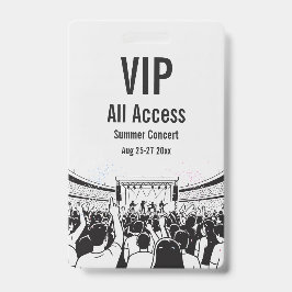 Aangepaste VIP All Access Festivalpas Concert Badg Badge