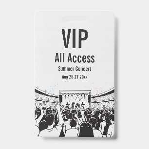 Aangepaste VIP All Access Festivalpas Concert Badg Badge