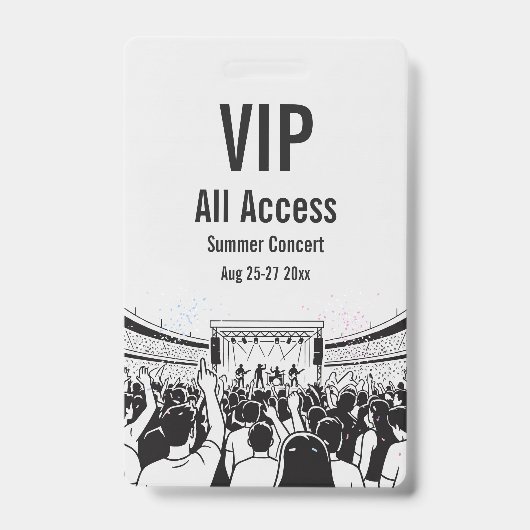 Aangepaste VIP All Access Festivalpas Concert Badg Badge (Voorzijde)