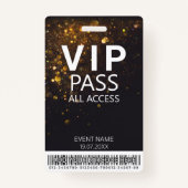 Aangepaste VIP All Access Glitter Badge met Barcod (Voorkant)