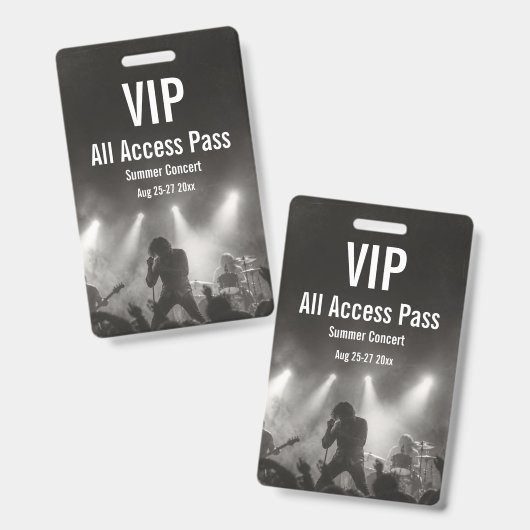 Aangepaste VIP All Access Pas Concert Badge (Voor- en achterkant)