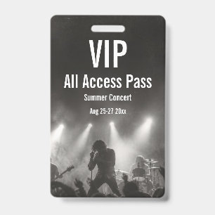 Aangepaste VIP All Access Pas Concert Badge