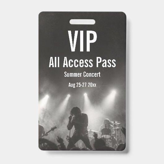 Aangepaste VIP All Access Pas Concert Badge (Achterkant)