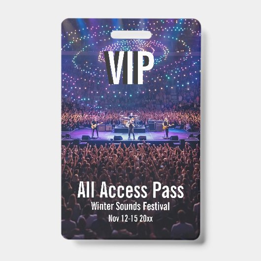 Aangepaste VIP All Access Pas Concert Badge (Voorzijde)