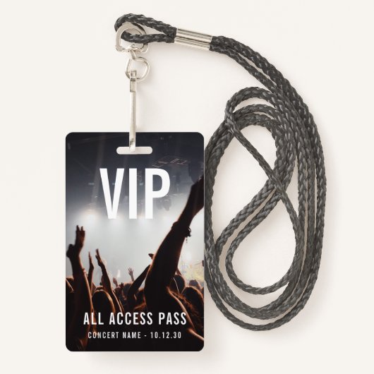 Aangepaste VIP All Access Pass Concert Event Badge (Voorkant met draagriem)