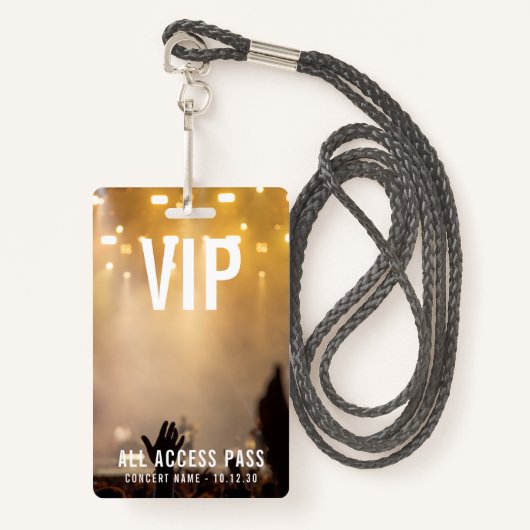 Aangepaste VIP All Access Pass Concert Event Badge (Voorkant met draagriem)