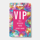 Aangepaste VIP All Access Pass QR Code Disco Ball Badge (Voorzijde)