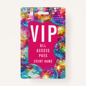 Aangepaste VIP All Access Pass QR Code Disco Ball Badge (Voorkant)