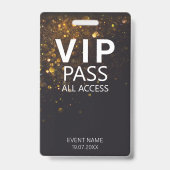 Aangepaste VIP All Access QR Code Bokeh Glitter Badge (Voorzijde)