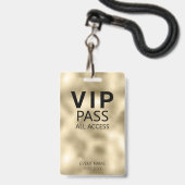 Aangepaste VIP All Access QR Code Evenement Goud F Badge (Voorzijde met lanyard)
