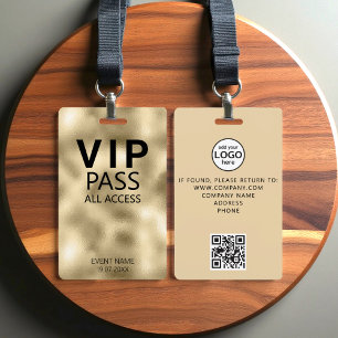 Aangepaste VIP All Access QR Code Evenement Goud F Badge