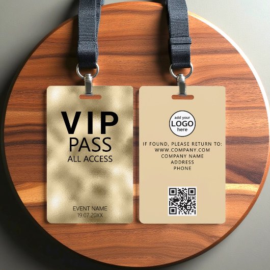 Aangepaste VIP All Access QR Code Evenement Goud F Badge