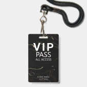 Aangepaste VIP All Access QR Code Evenement Zwart  Badge (Voorzijde met lanyard)