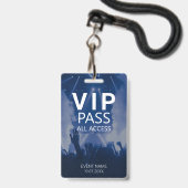 Aangepaste VIP All Access QR Code Event Blue Badge (Voorkant met koord)