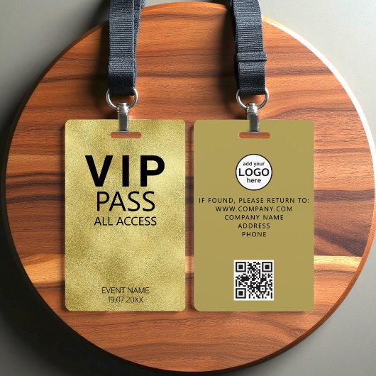 Aangepaste VIP All Access QR Code Event Gouden Bad Badge