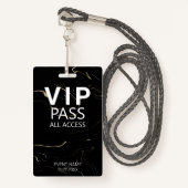 Aangepaste VIP All Access QR Code Event Zwart Marm Badge (Voorkant met draagriem)