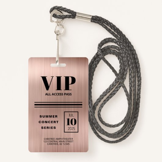 Aangepaste VIP All Access Roos Gold Badge (Voorkant met draagriem)
