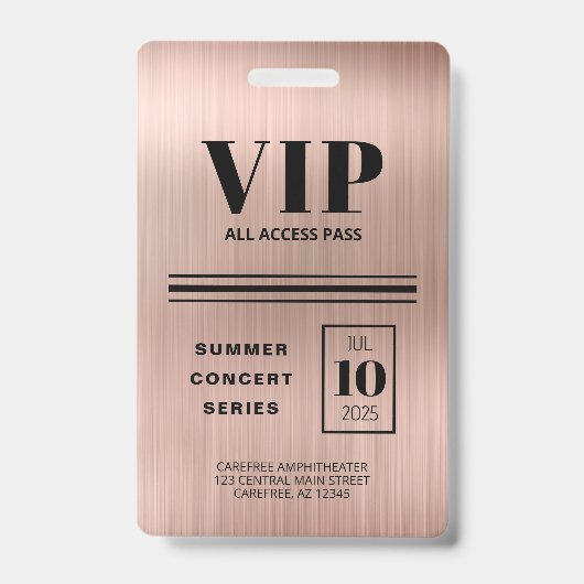 Aangepaste VIP All Access Rose Gold Badge (Voorzijde)