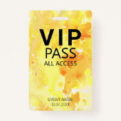 Aangepaste VIP All Access Waterverf Abstract Geel Badge (Voorkant)