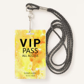 Aangepaste VIP All Access Waterverf Abstract Geel Badge (Voorkant met draagriem)