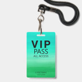 Aangepaste VIP All Access Waterverf Abstract Groen Badge (Voorzijde met lanyard)