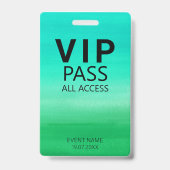 Aangepaste VIP All Access Waterverf Abstract Groen Badge (Voorzijde)