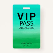 Aangepaste VIP All Access Waterverf Abstract Groen Badge (Voorkant)