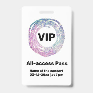 aangepaste vip alle pasconcertpas badge