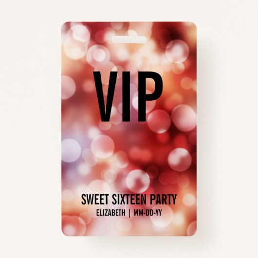 Aangepaste VIP Alle toegangspasjes Sweet Sixteen Badge (Voorkant)
