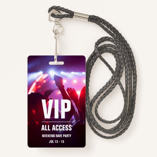 Aangepaste VIP Alle toegangspasjes voor concerten Badge (Voorkant met draagriem)