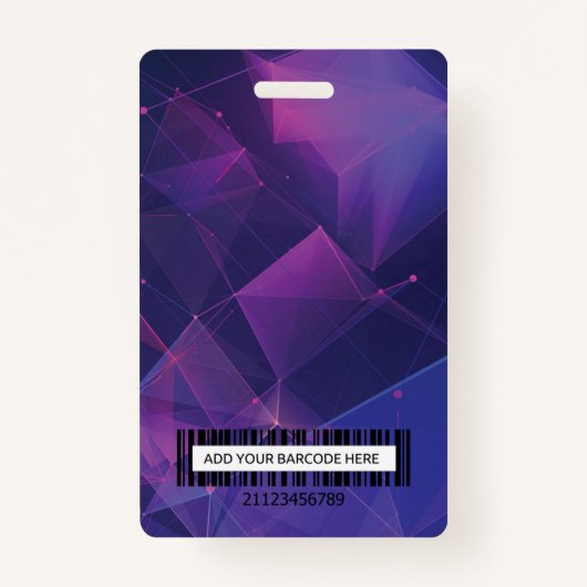 Aangepaste VIP Bar Code Event Paarse Geometrische Badge (Achterkant)