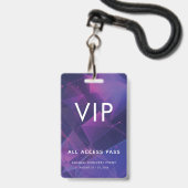 Aangepaste VIP-barcode evenement paarse geometrisc Badge (Voorzijde met lanyard)