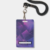 Aangepaste VIP-barcode evenement paarse geometrisc Badge (Achterkant met lanyard)