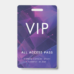 Aangepaste VIP-barcode evenement paarse geometrisc Badge