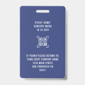Aangepaste VIP Concert Alle Access Pass QR Code Di Badge (Achterkant)