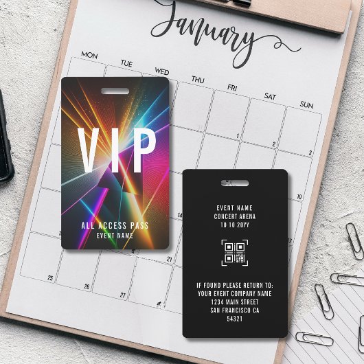 Aangepaste VIP Concert Event All Access Pass QR Co Badge
