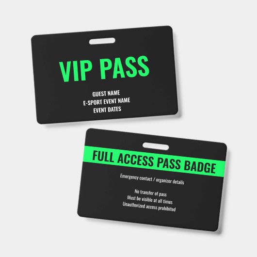 Aangepaste VIP Gast Minimalistische E-Sport Evenem Badge (Voor- en achterkant)