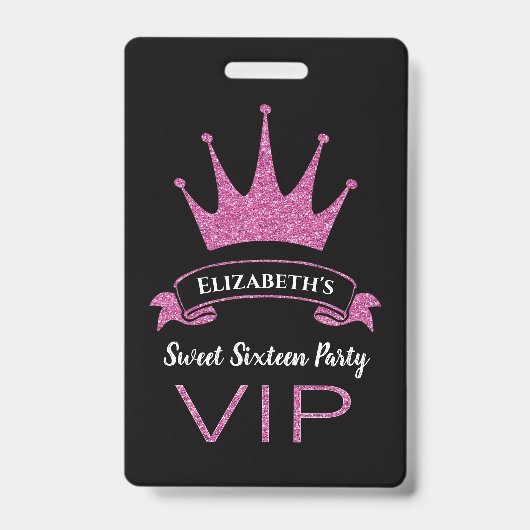 Aangepaste VIP Roze Glitter Meisjesachtige Sweet S Badge (Voorzijde)