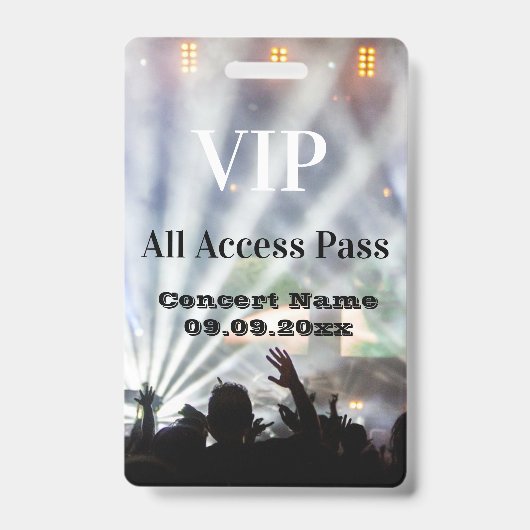 Aangepaste VIP-toegangspas voor VIP-concerten Badge (Voorkant)