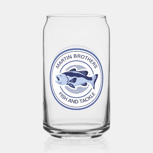 Aangepaste vis en Tackle Shop Blauwe Visser Blikvorm Glas (Voorkant)