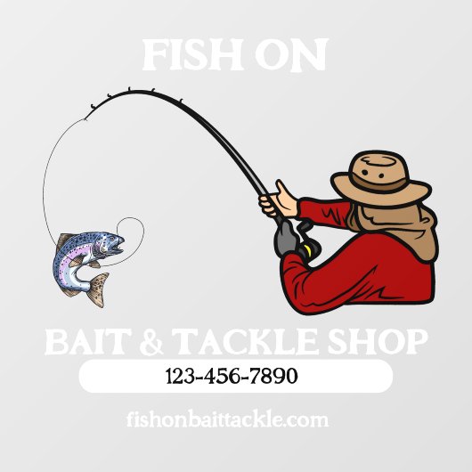 Aangepaste Visbenodigdheden en Herenen Winkel Bedr Raamsticker (Vel)