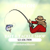 Aangepaste Visbenodigdheden en Herenen Winkel Bedr Raamsticker (Vel 3)