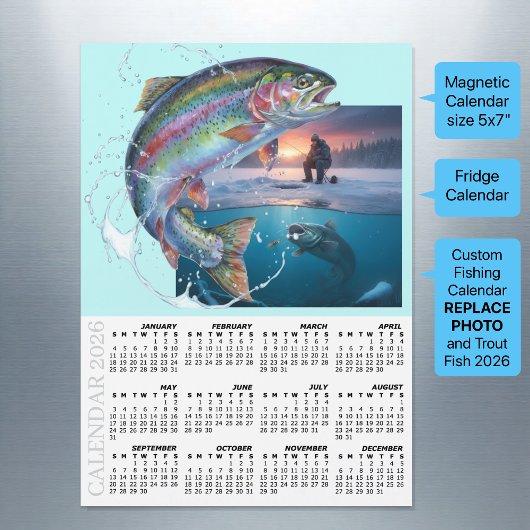 Aangepaste Visfridgekalender 2026 / Uw foto