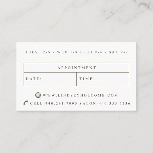 Aangepaste Visitekaartjes: Lindsey H Afsprakenkaartje