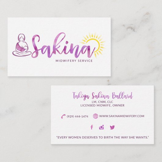 Aangepaste Visitekaartjes: Sakina Visitekaartje (Voorkant / Achterkant)